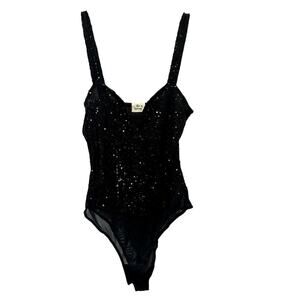 Blue Buttercup – Black Sequin Bodysuit – Black – Size Small